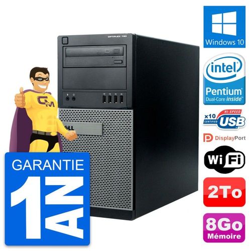 PC Tour Dell OptiPlex 790 MT Intel G630 RAM 8Go Disque Dur 2To Windows 10 Wifi