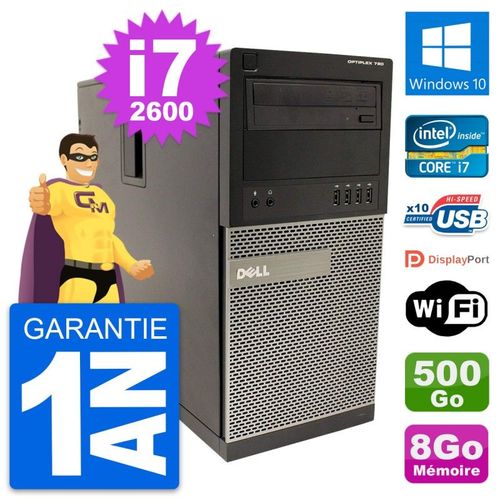 PC Tour Dell OptiPlex 790 MT Intel i7-2600 RAM 8Go Disque 500Go Windows 10 Wifi