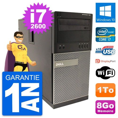 PC Tour Dell OptiPlex 790 MT Intel i7-2600 RAM 8Go Disque 1To Windows 10 Wifi