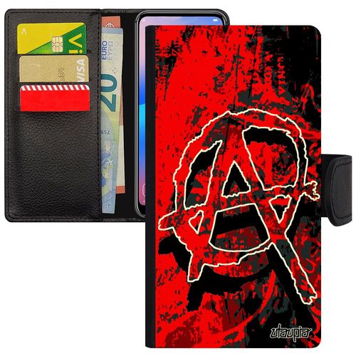 Coque Pour Apple Iphone 5 5s Se Rabat Portefeuille Anarchie Rouge Ni Dieu Ni Maitre Original Tattoo Flip Case Anarchiste Solide Noir