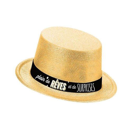 Chapeau Bonne Année Or Bandeau Noir Pailleté
