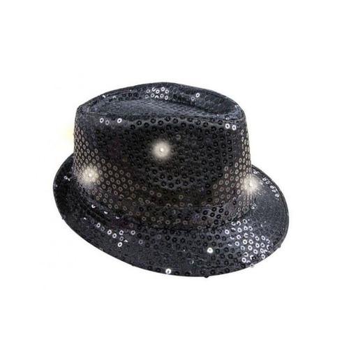 Chapeau Borsolino 6 Led Sequin Noir