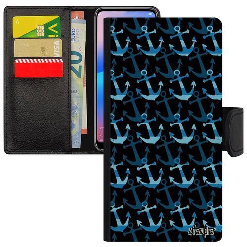 Coque Ancre Telephone Samsung S7 Edge Portefeuille Porte Cartes Homme De Luxe Portable Original Cadeau Fete Des Meres Bleu En Galaxy