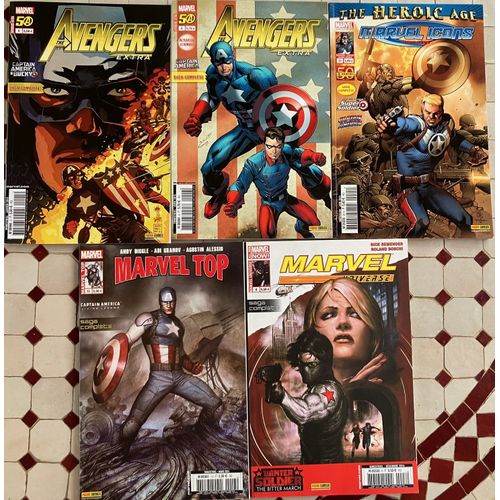 Lot Captain America, Revue Panini Vf : Avengers Extra N°5 Et 6, Marvel Icons Hors-Série N°21, Marvel Top N°13, Marvel Universe N°8.
