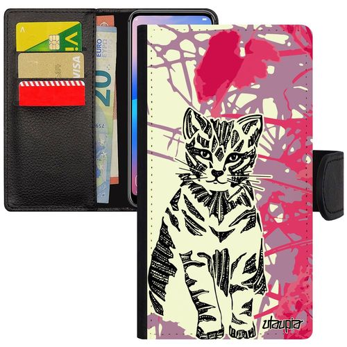 Coque Silicone Huawei P Smart 2018 Rabat Chat Minou Rose Graphique Case Tribal Personnalisé Fille Dessin Nature Ethnique Petit Fleur