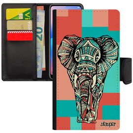 Coque Iphone 6 6s À Rabat Porte Cartes Elephant Etui Motif Animaux Fantaisie Rose Savane Ethnique Cube Magnetique D'asie 64 Go