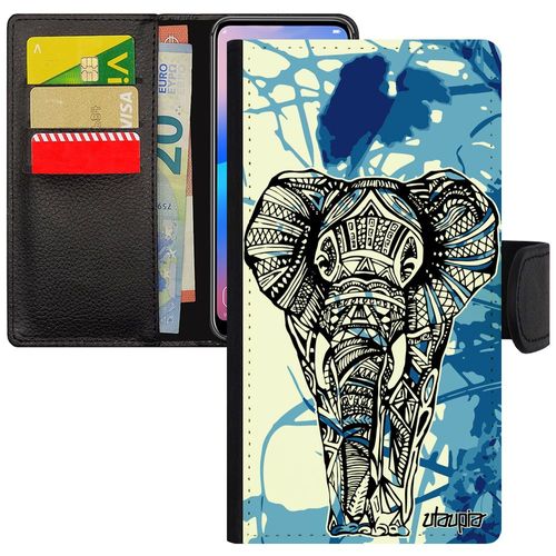Coque Apple Iphone 5 5s Se Cuir Rabat Elephant Tribal Telephone Dessin Feuilles Ganesh Nature À Clapet Fille Azteque Animal Fleur De