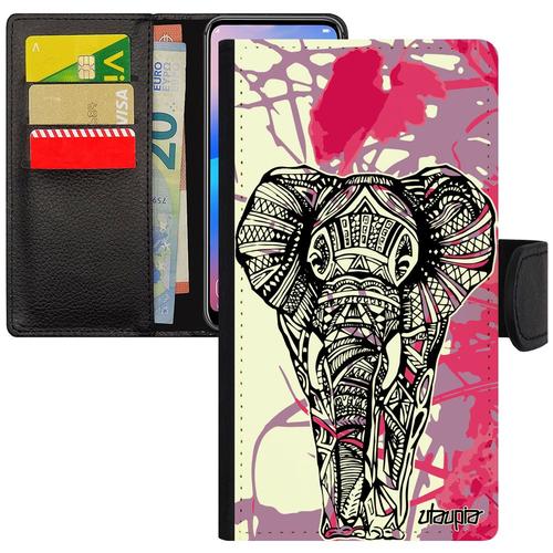 Coque Iphone 7 Plus Elephant Iphone 7+ Graphique Design Nature Femme Sagesse Aimantée Feuilles Ganesh Rose Ethnique Azteque De