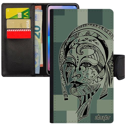 Coque Femme De Protection Pour Iphone 7 Plus Portefeuille Telephone Ethnique Tatouage Geometrique Azteque Princesse Flip Case