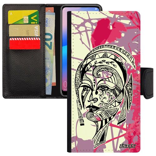 Coque Femme Pour Honor 7a Rabat Silicone Pochette Rose Feuilles Telephone Fille Tribal Dessin Rigide Ethnique Jolie Caoutchouc Fleur