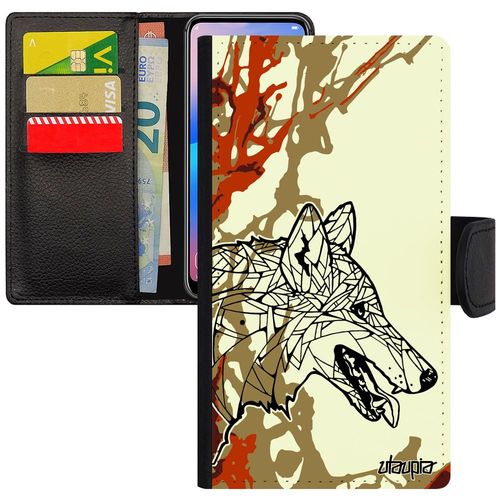 Coque Pour Iphone 6 6s En Cuir Loup Animal 32 Go Noir Arbre Mechant Pas Cher Marron Etui Peinture Dessin Tribal Ethnique Chien