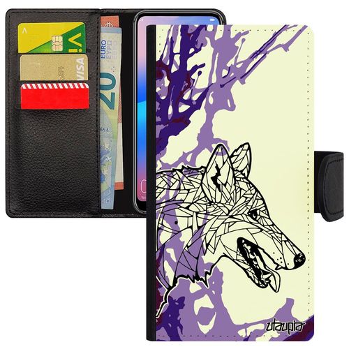 Coque Pour Huawei Y5 2018 Silicone Loup Personnalisé Peinture Bumper Ethnique Art Dessin Animal Violet Chien Solitaire Portable Etui