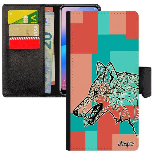 Coque Huawei Y6 2018 Silicone Loup Rose À Clapet Mobile Dessin Ethnique Foret Azteque Chien Caoutchouc Solitaire Case Cover Animaux