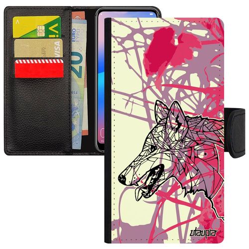 Coque Loup Honor 8 Simili Cuir Rose Nature Graphique Case Personnalisé Femme Fleur Tribal Magnetique Bumper Solitaire Chien Azteque