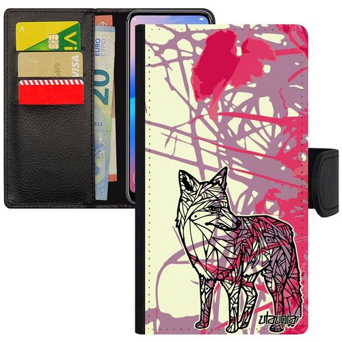 Coque Galaxy J3 2015 Cuir Portefeuille Renard Feuilles Rose Portable Case Futé Telephone Original Dessin Coloré Animal Fleur Samsung