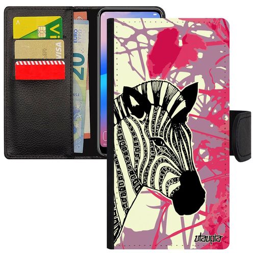 Coque Zebre Galaxy S7 Edge Simili Cuir Rose Fleur Feuilles Personnalisé Case Leather Tanzanie Animal Cheval Telephone Rayure Samsung