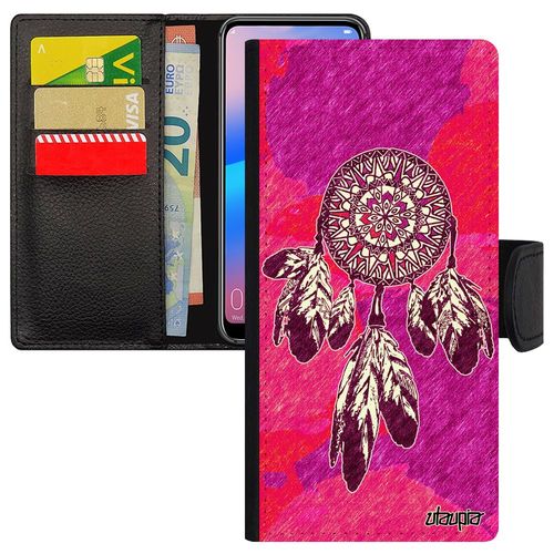 Coque Attrape Reve Pour A6 Plus 2018 Cuir Rabat Portefeuille Motif Etoile Tatouage Tribal Telephone Plume Accessoire Samsung Galaxy