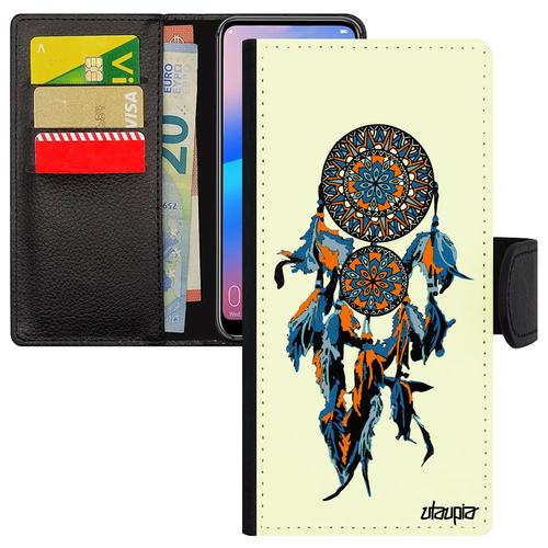 Coque Galaxy Note 9 Cuir Attrape Reve Indien Jolie Bleu Maya Sm-N960f/Ds Cadeau D'anniversaire Tattoo Femme Plume Boheme De Samsung