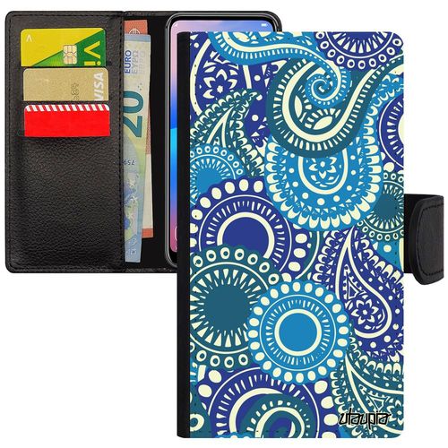 Coque Antichoc Galaxy A5 2017 Rabat Motif Cachemire Fantaisie Flip Case Ethnique 4g Bleu Cover Coloré Imprimé Sm-A520f Case Samsung