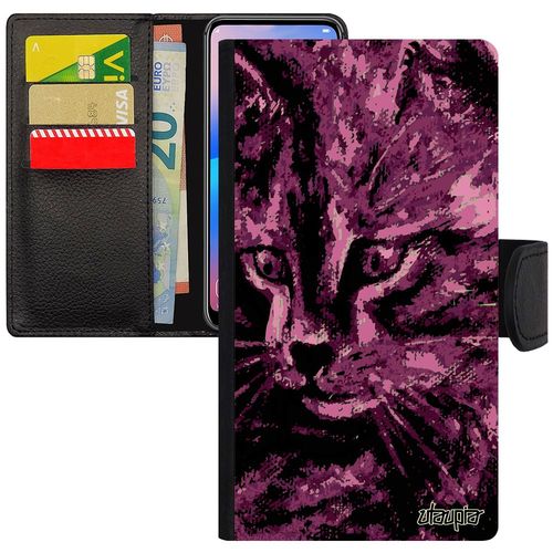 Coque Pour Iphone Xs Rabat Chat Smartphone Fantaisie Portable Dessin Moustache Chaton Bumper Etui Petit Rose Peinture Huile De
