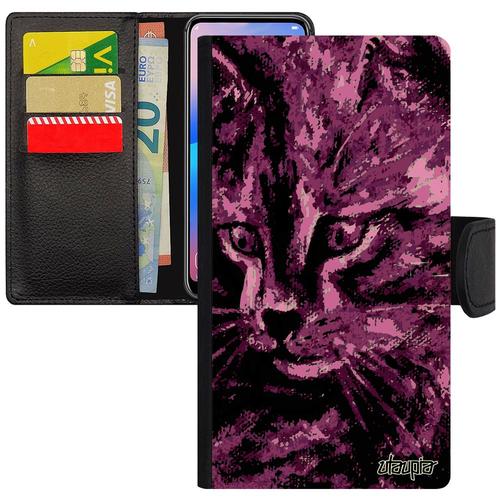 Coque Antichoc A5 2015 Portefeuille Chat Dessin Chaton Fantaisie Pochette Petit Moustache Original Felin Rose Noir De Samsung Galaxy