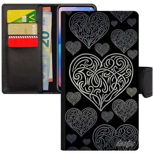 Coque Iphone 7 Plus À Rabat Portefeuille CUr 32 Go Love Noir Aimantée Image Bumper Amour Gris Amitie Tribal Case 4g De