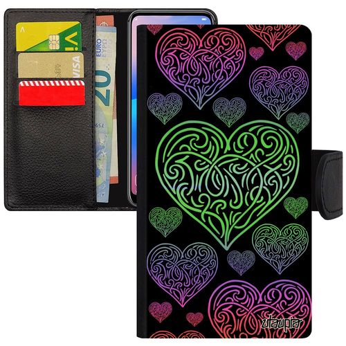 Coque Pour Iphone Xr Rabat Portefeuille Porte Cartes CUr Etui Smartphone Cadeau Saint Valentin Vert Love Amour À Clapet Motif