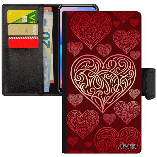Coque Telephone Iphone 7 Plus En Cuir Portefeuille CUr Cupidon Personnalisé Cadeau Saint Valentin Image Rouge Amour Case Love