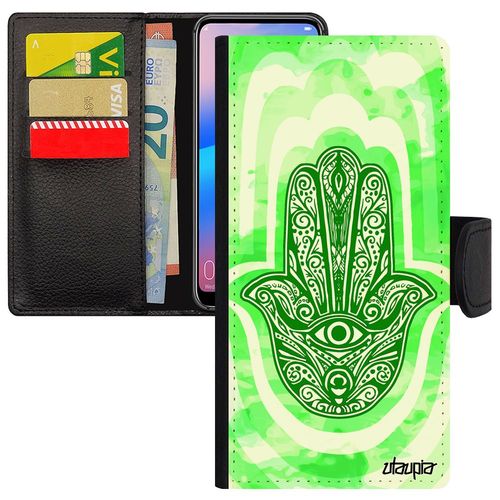 Coque Telephone Honor 8a Rabat Portefeuille Main De Fatma Berbere Vert ¿Il Bumper La Hamsa De Protection Symbole Fatima Leather Etui