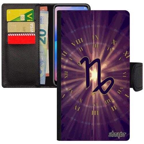 Coque À Rabat Pour Iphone 6 6s Portefeuille Porte Cartes Signe Capricorne Soleil Noir Univers Violet Telephone Bumper 4g 32 Go
