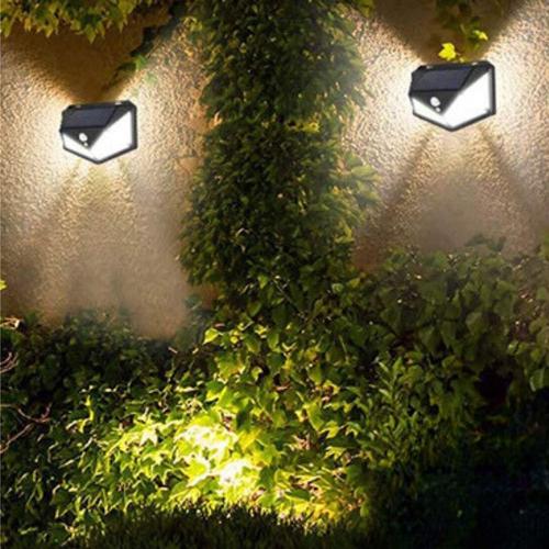 SHOP-STORY - WALLAMP_RA_2x : 2 Lampe Solaire Extérieur 100 LED : Éclairage Mural Sans Fil à 120° avec Détecteur de Mouvement