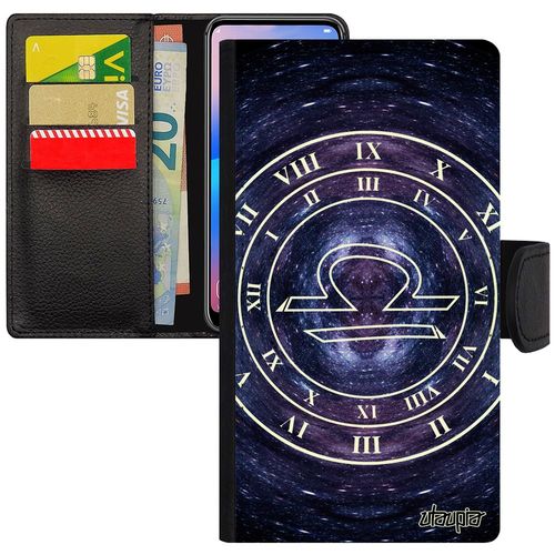 Coque Galaxy J3 2015 Simili Cuir Portefeuille Silicone Signe Astrologique Balance Unique Etoiles Smartphone Case Horoscope Samsung