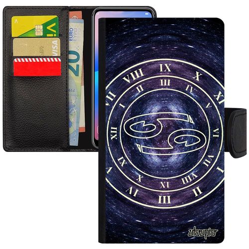 Coque Galaxy J3 2015 Cuir Signe Astrologique Cancer Etoiles Ciel Bleu Telephone Galaxie Montre Astrologie Horoscope Portable Samsung