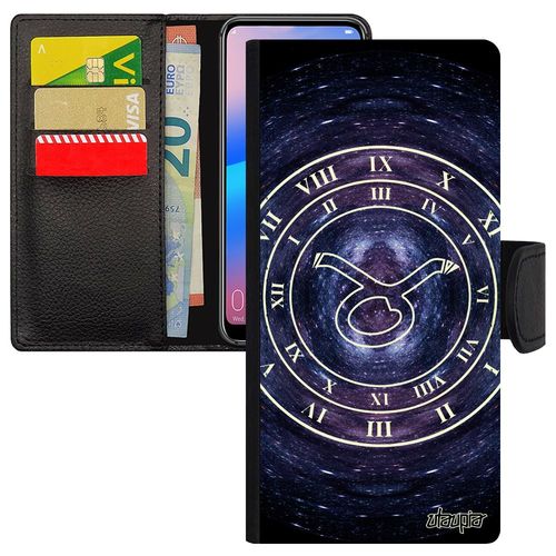 Coque Galaxy A6 Plus 2018 Portefeuille Signe Astrologique Taureau A6+ Rigide Univers Du Zodiaque Housse Antichoc Horloge De Samsung