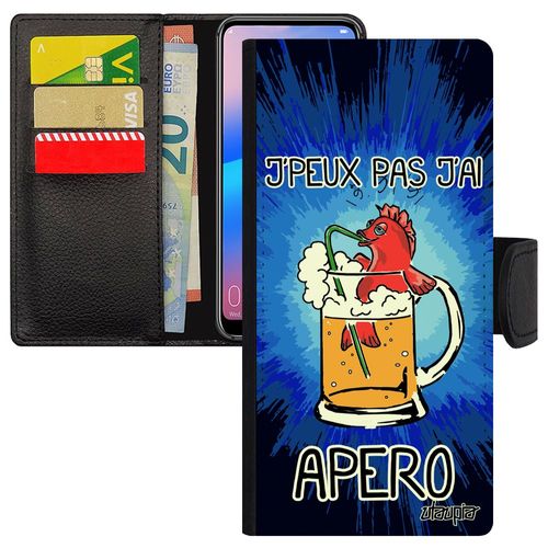Coque Pour Honor 8x Cuir Rabat Silicone J'peux Pas J'ai Apero Bourré Cover À Clapet Humour Comique Bd 4g De Protection Portable Bleu