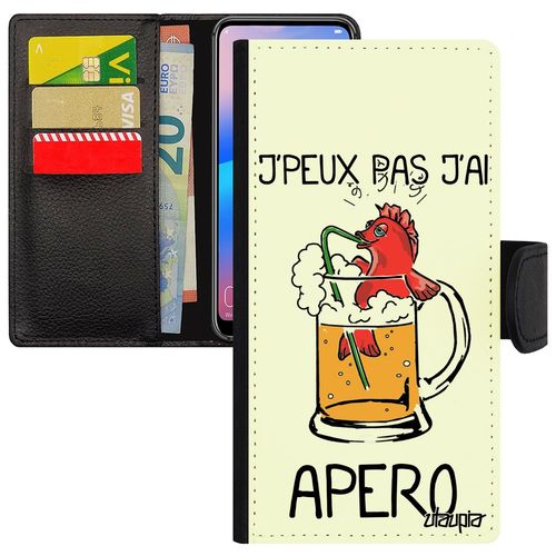 Coque Pour Huawei P10 Lite Rabat En Silicone J'peux Pas J'ai Apero Noir Humour Blanc Biere Dessin Humoristique Drole Etui Bourré 4g