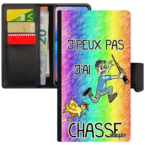 Coque J'peux Pas J'ai Chasse Iphone X Portefeuille Comique Etui Homme Humour Drole Pu Bd Vert Portable Mobile Chasseur En