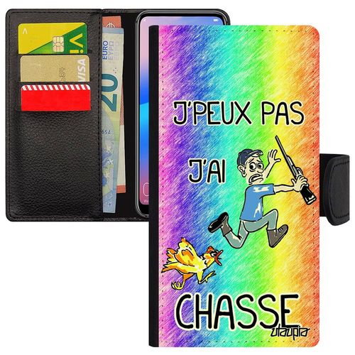 Coque J'peux Pas J'ai Chasse Rabat Galaxy A3 2016 Cuir Portefeuille Drole Humour Humoristique Antichoc Solide Bd Homme Vert Samsung