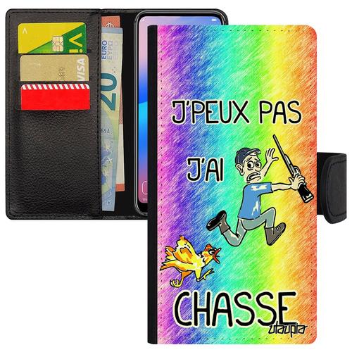 Coque A3 2017 En Simili Cuir Portefeuille J'peux Pas J'ai Chasse Humoristique À Clapet Vert Drole Homme Telephone Bd Samsung Galaxy