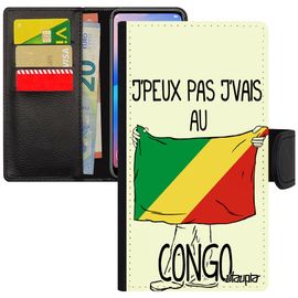 Coque Pour Iphone 6 6s Cuir Rabat Portefeuille J'peux Pas J'vais Au Congo Etui Jo Humour Smartphone Brazzaville Foot Motif Pu