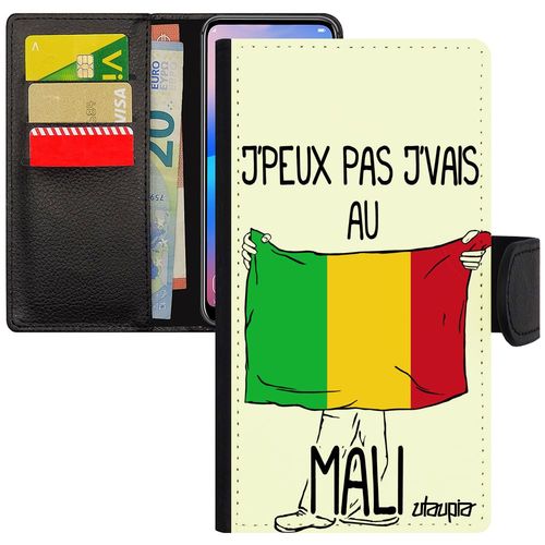 Coque Galaxy J3 2015 Rabat Portefeuille J'peux Pas J'vais Au Mali Foot Football Rigide Coupe D'afrique Coupe Du Monde Can De Samsung
