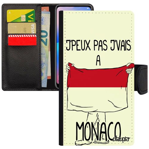 Coque Iphone 7 Plus J'peux Pas J'vais A Monaco Foot Drapeau Monegasque Mobile Noir Portable Dessin Telephone Humour Football