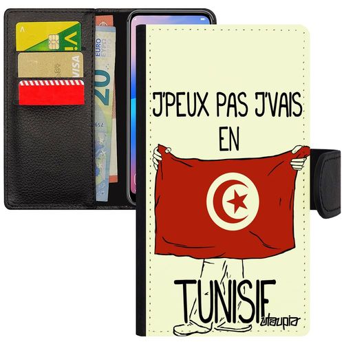 Coque Galaxy A5 2016 Rabat Portefeuille J'peux Pas J'vais En Tunisie Drapeau Tunisien Motif Coupe Du Monde Football Portable Samsung