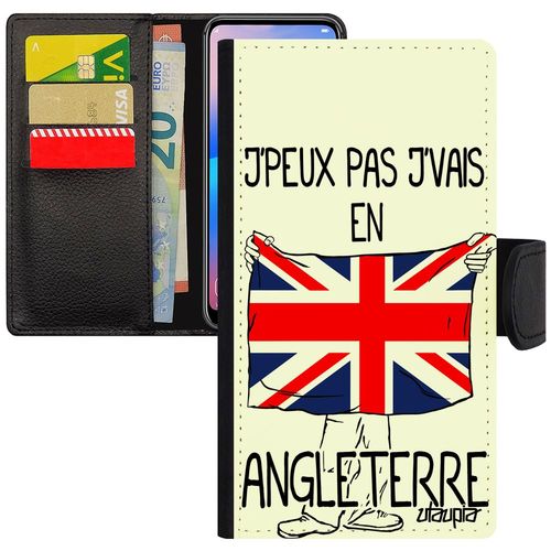 Coque J'peux Pas J'vais En Angleterre Rabat Iphone 7 Plus Cuir Foot Football Royaume Unis Jo Angleterre Antichoc Humour 4g De