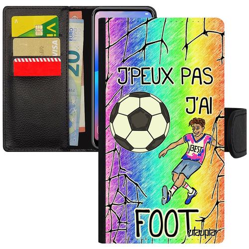 Coque Pour Iphone Xr Portefeuille J'peux Pas J'ai Foot Etui Rigide Football Cover Vert Pu Homme Bd Comique Humour Sport Drole