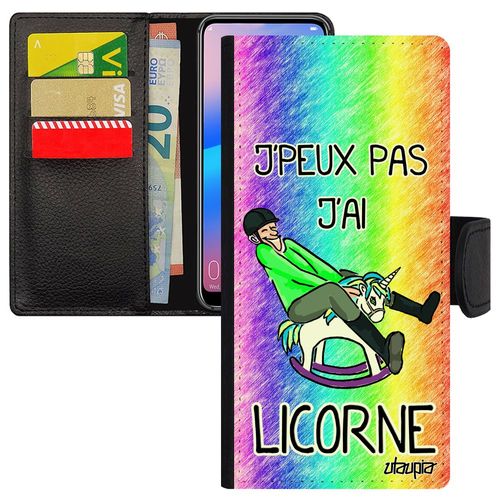 Coque Silicone Honor 8x Cuir Rabat Humour J'peux Pas J'ai Licorne Comique Pu 4g Bd Vert Humour Cheval Portable Drole Made In France