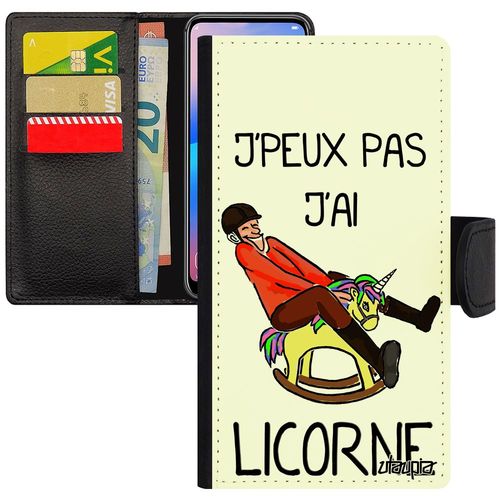 Coque Galaxy A5 2016 J'peux Pas J'ai Licorne Personnalisé Bande Dessinée Aimantée Humour Humoristique Drole Cheval Portable Samsung