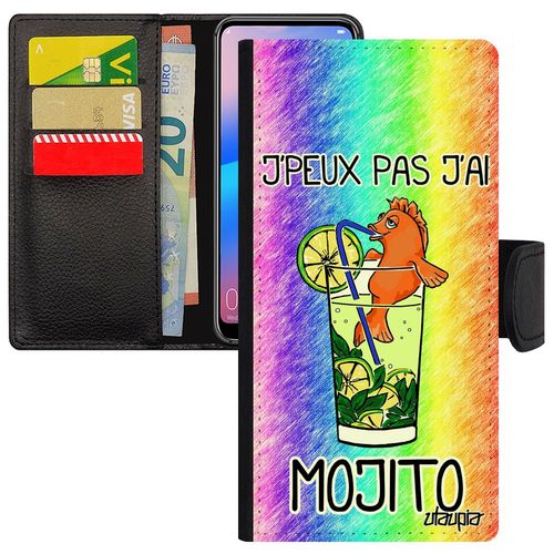 Coque J'peux Pas J'ai Mojito Huawei Mate 10 Lite Rabat Vert Comique Drole Texte Case 4g Bourré Humoristique Pu Cover Bd Telephone De