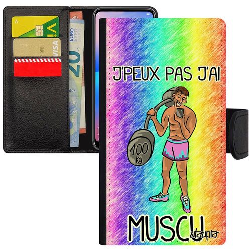 Coque Galaxy J3 2015 À Rabat Porte Cartes J'peux Pas J'ai Muscu Housse Sport Comique Fitness Humoristique Portable Bd Humour Samsung