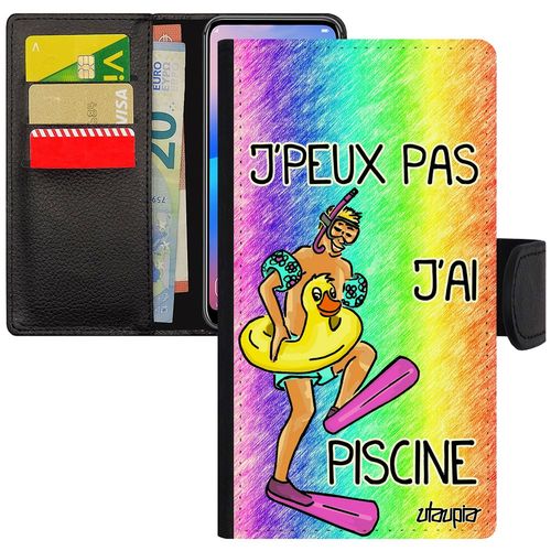 Coque Iphone X Portefeuille J'peux Pas J'ai Piscine Etui Rigide Natation Vert Humour Pu Humoristique Drole 64 Go Bd Case Sport